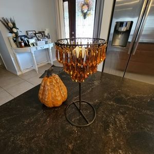Amber Glass Tea Light Candle Holder